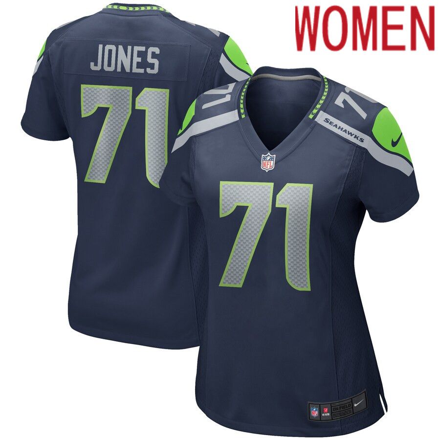 Women Seattle Seahawks #71 Walter Jones Nike College Navy Game Retired Player NFL Jersey->women nfl jersey->Women Jersey
